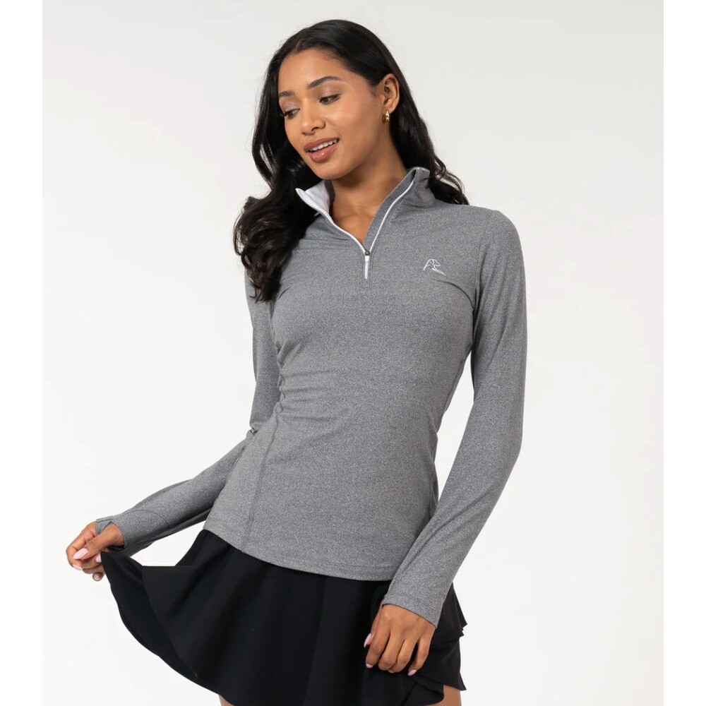 Rhoback Women's Heather Performance Q-Zip in Graphite Gray Size Small